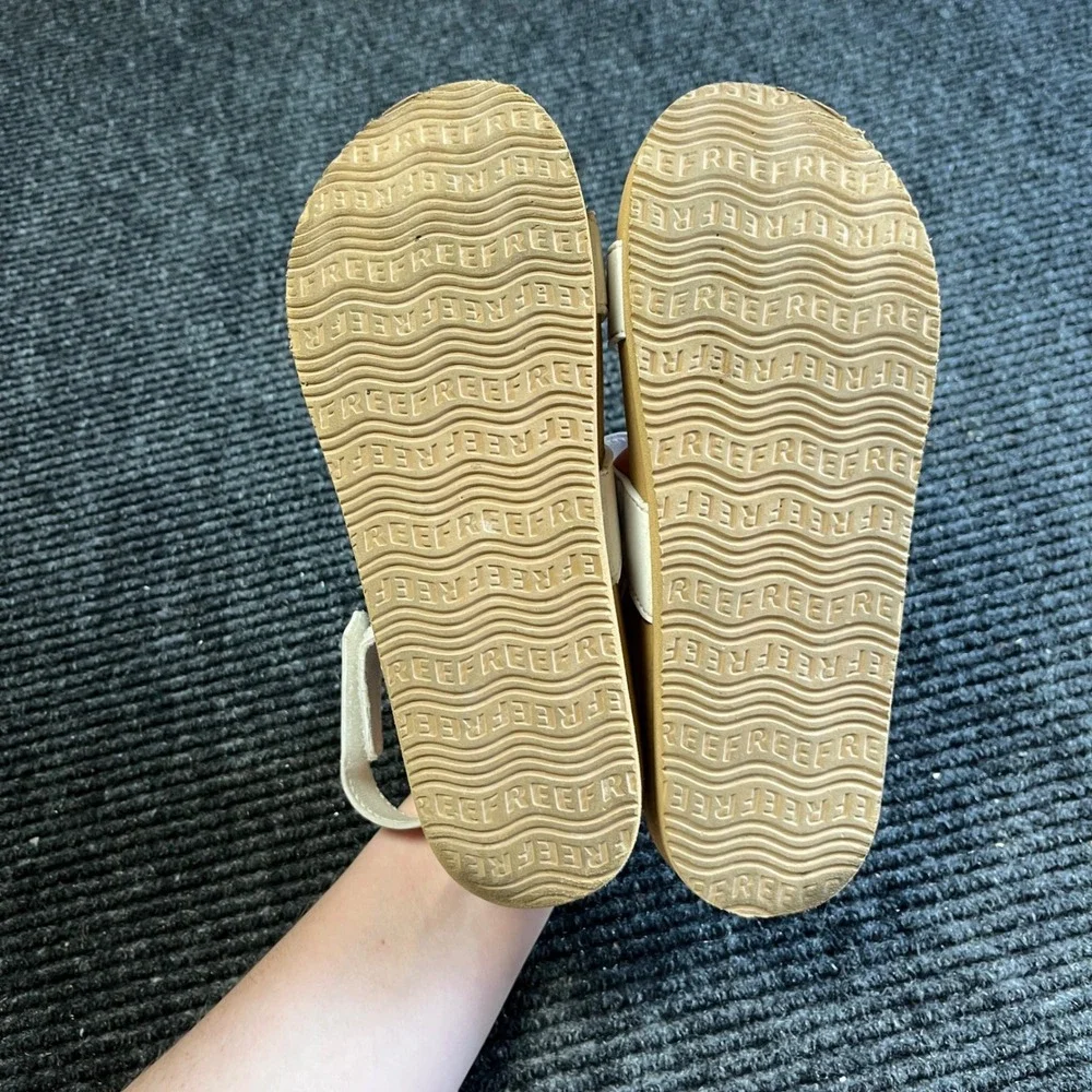 Reef Water Vista Sandals Kids Size 3 White Tan Textured Straps Water Friendly
